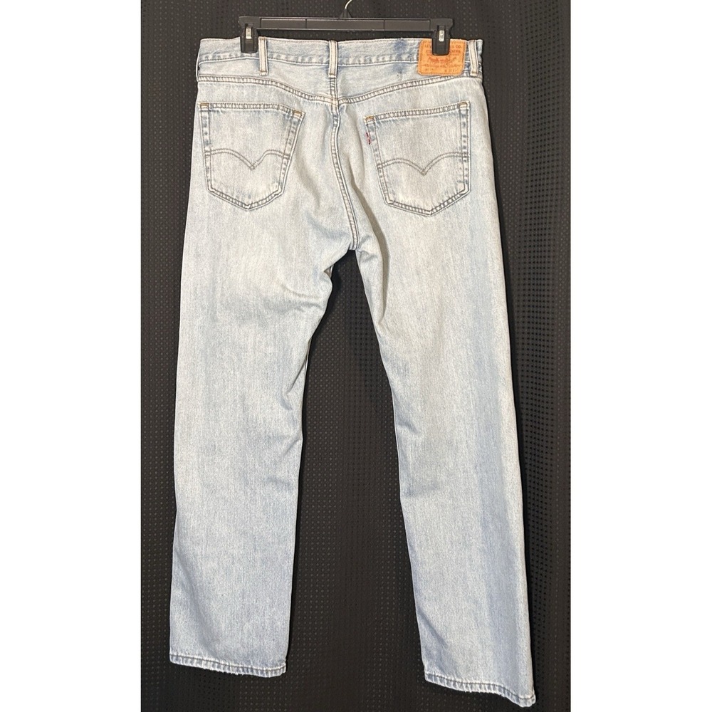 Men's Levi's 505 Denim Distressed Jeans 38x32 Blue Cotton Regular Fit Red Tab